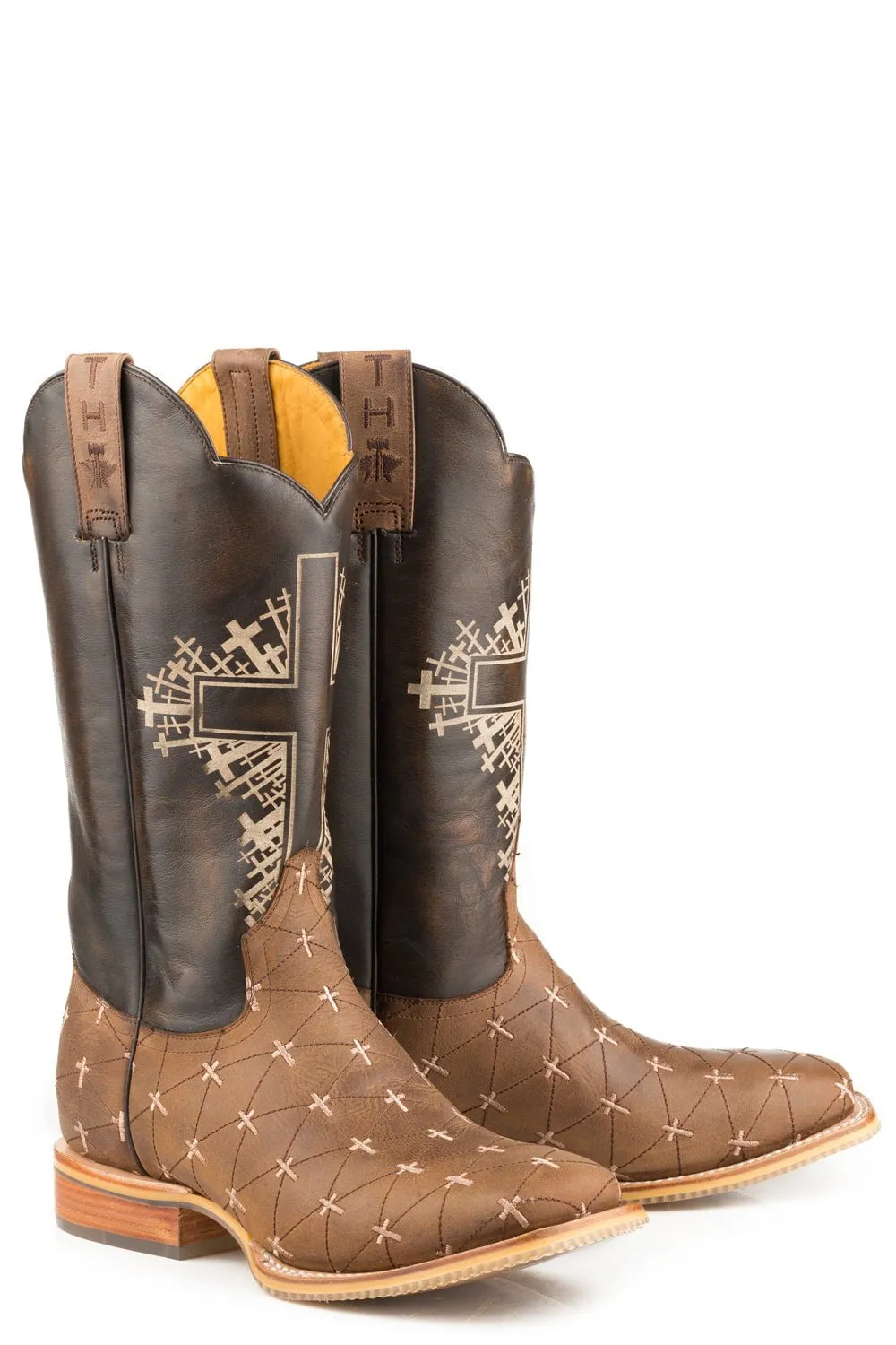 Tin Haul Mens Brown/Tan Leather The Gospel John 316 Cowboy Boots