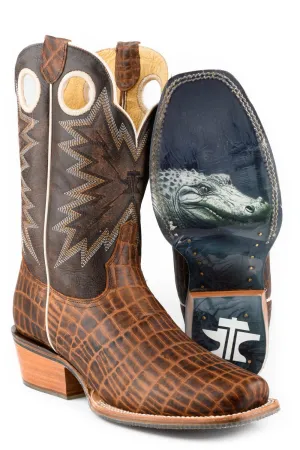 Tin Haul Mens Wild Croc Brown Leather Cowboy Boots