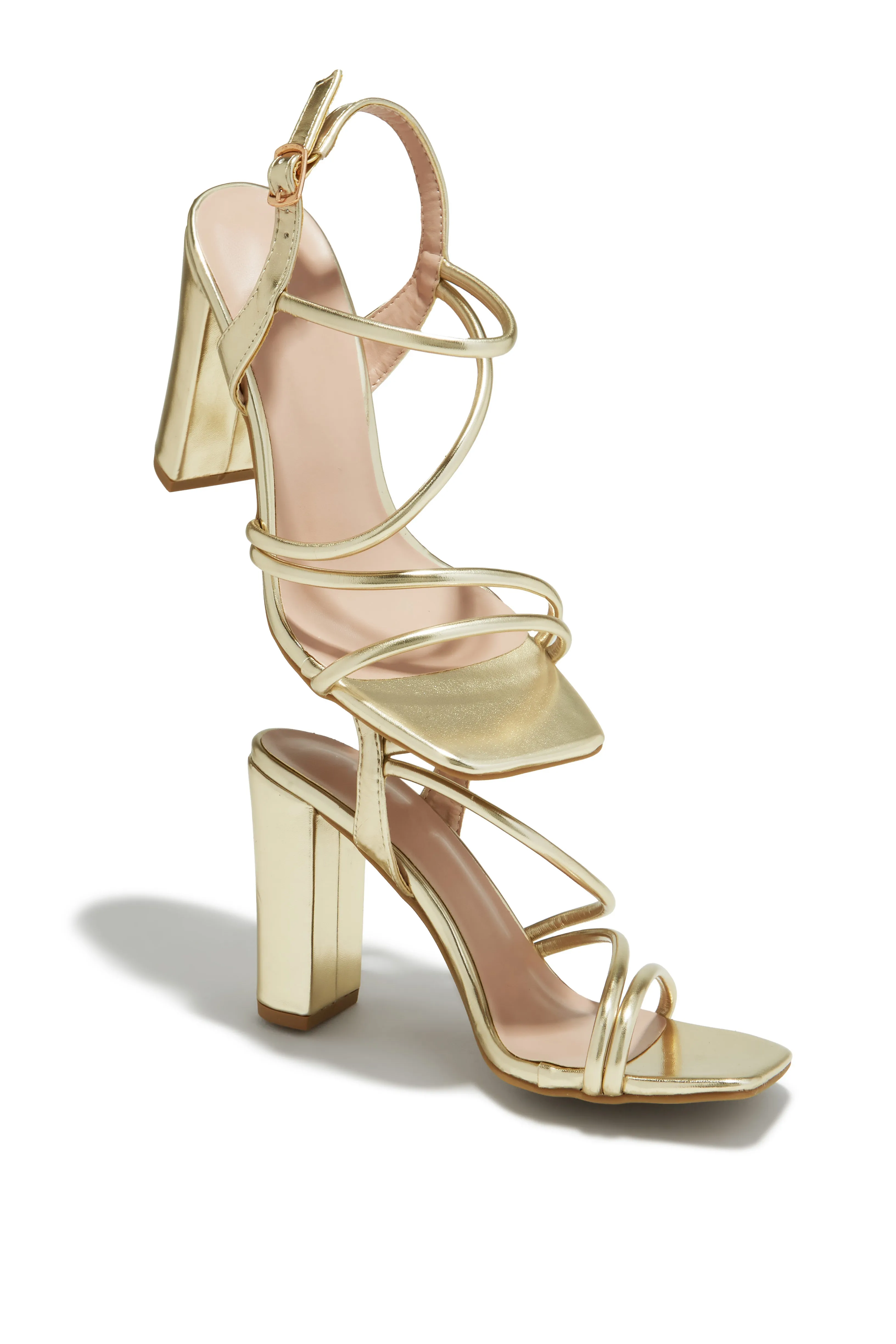 Victoria Block Heels - Gold