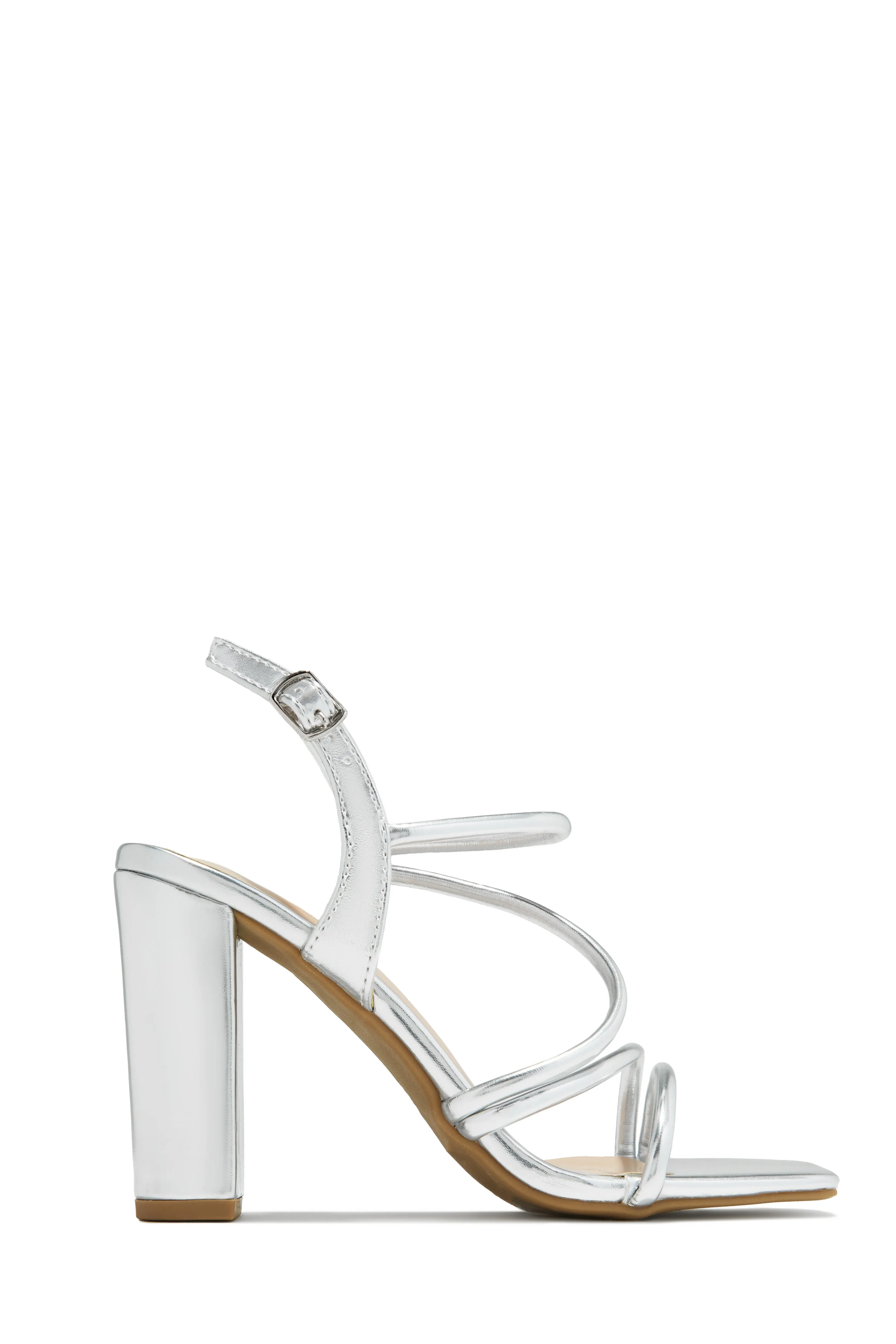 Victoria Block Heels - Silver