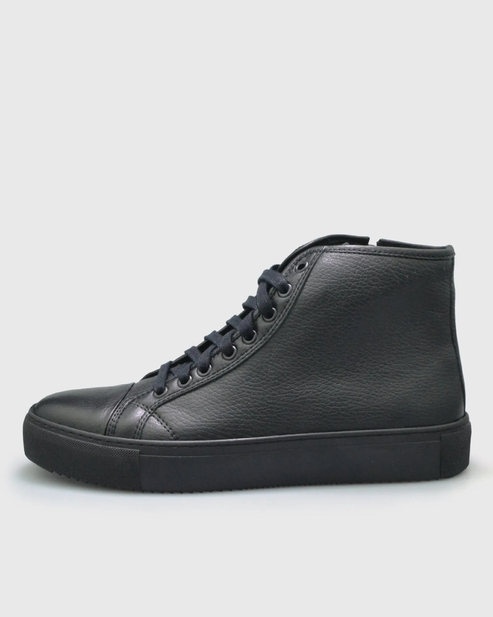 VINCENT & FRANKS VFW22HT BLACK HIGH-TOP LEATHER SNEAKER