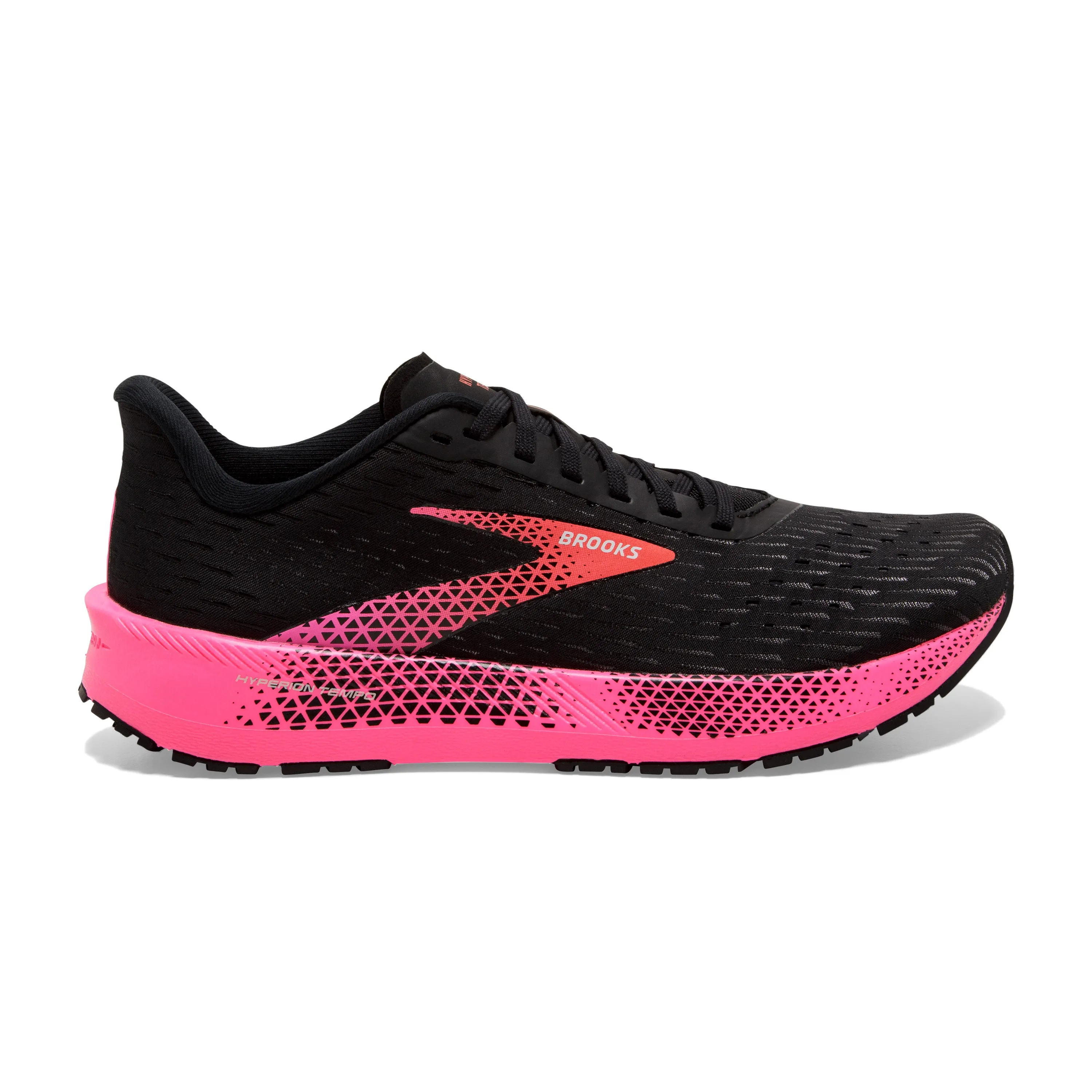 Women's Brooks Hyperion Tempo Color: Black/Pink/Hot Coral