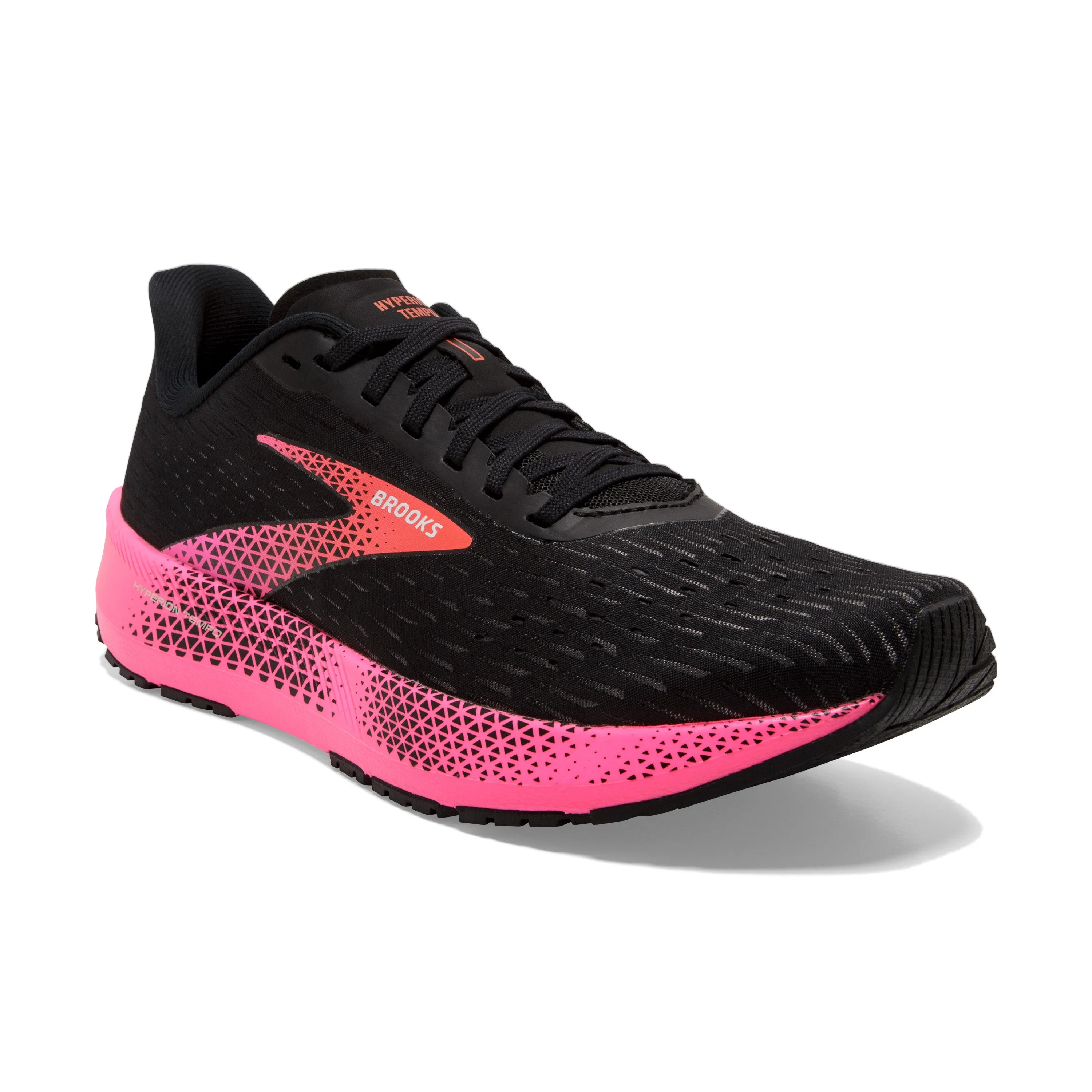 Women's Brooks Hyperion Tempo Color: Black/Pink/Hot Coral