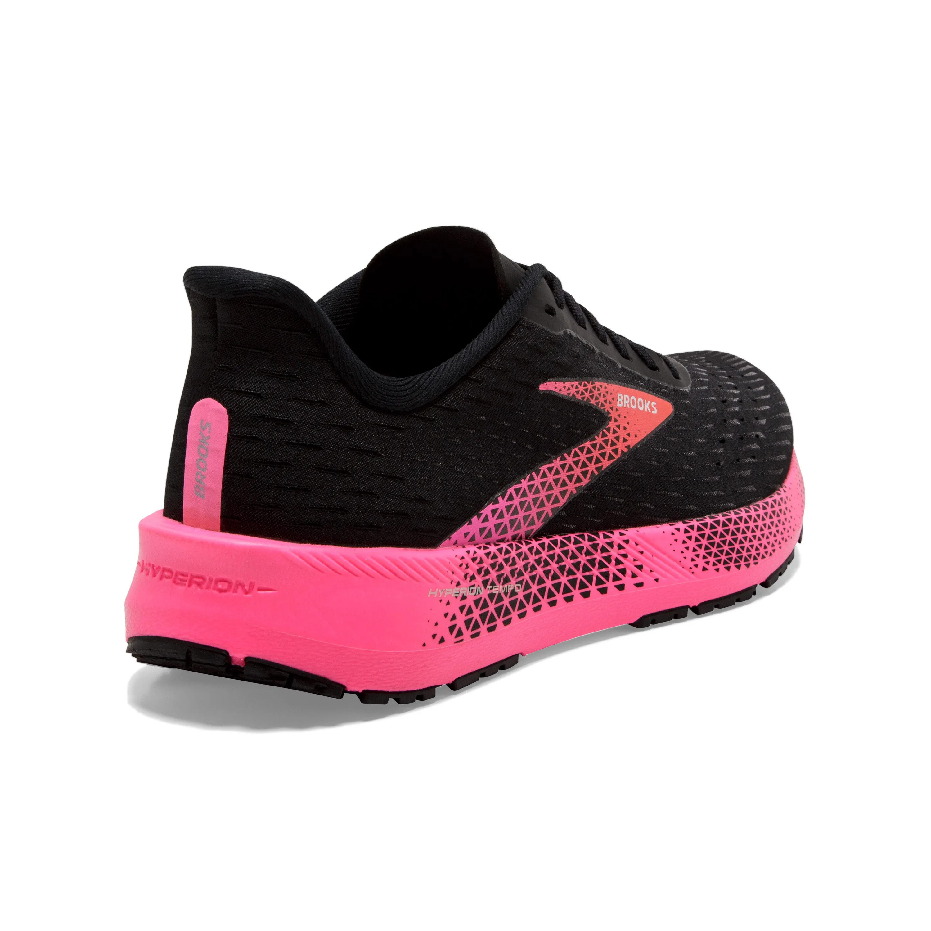 Women's Brooks Hyperion Tempo Color: Black/Pink/Hot Coral