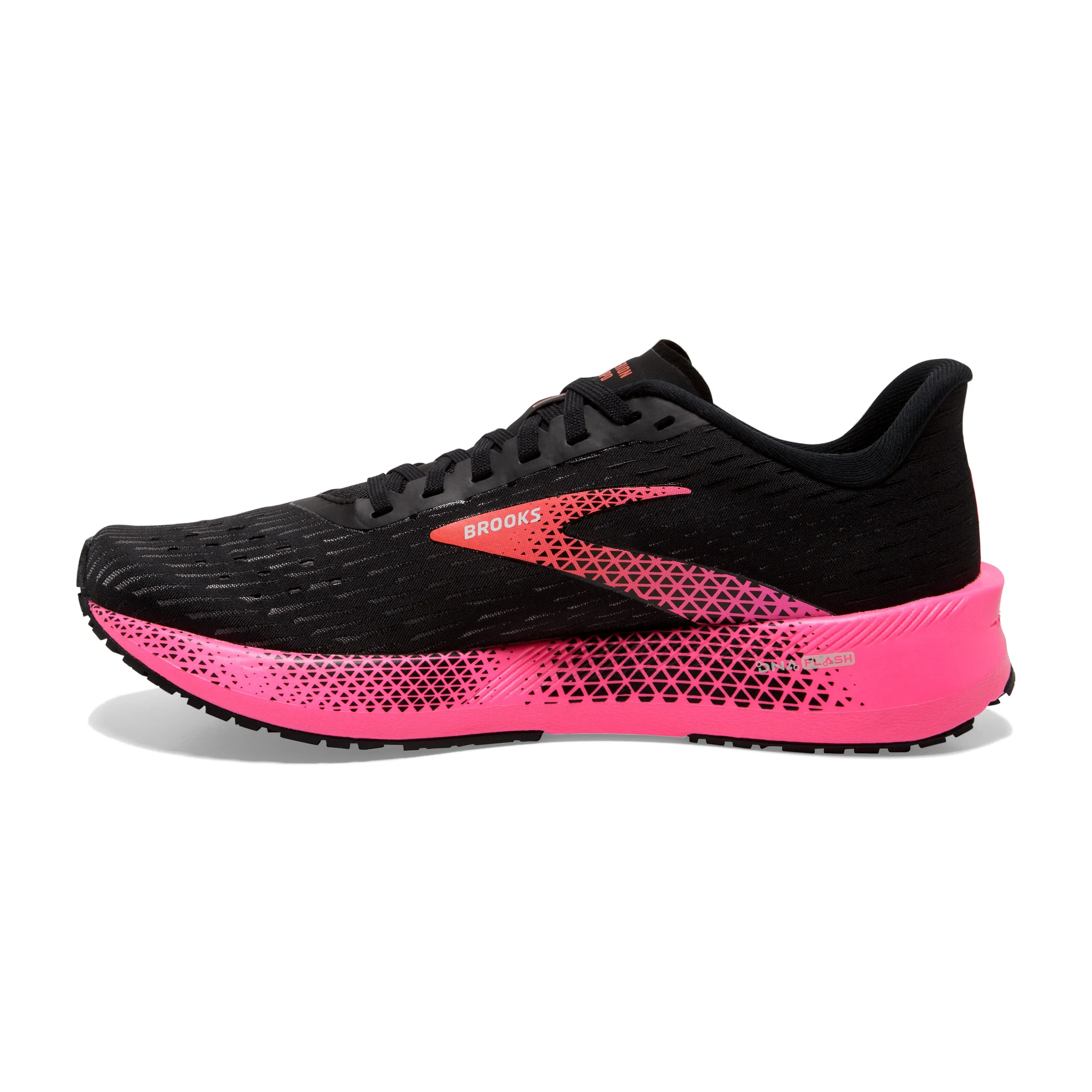 Women's Brooks Hyperion Tempo Color: Black/Pink/Hot Coral