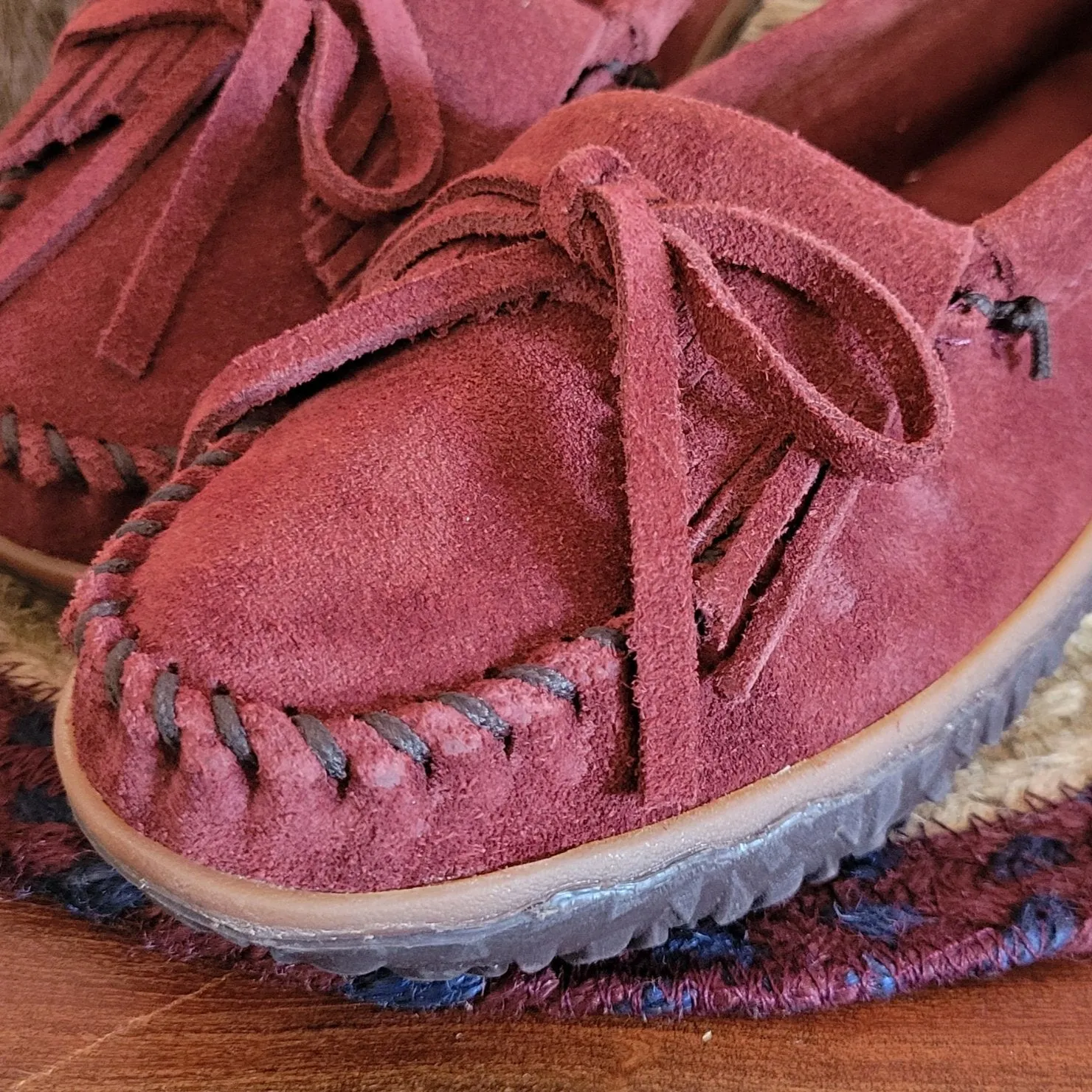 Women's Burgundy Kilty Tread Moccasin by Minnetonka 379A