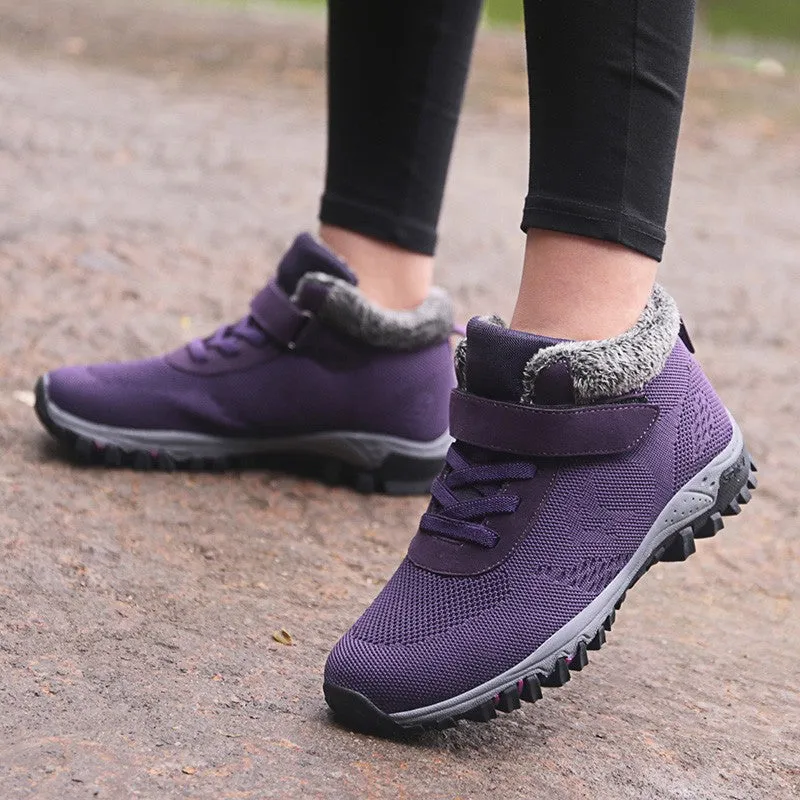 Women's villi suede thermal non-slip fashion platform sneakers